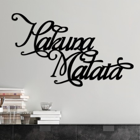 Decoración pared de metal Hakuna Matata 6 negro 95x1.5x57 cm