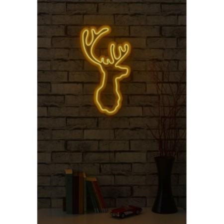 Iluminación LED decorativa de plástico Deer amarillo 21x34x2 cm