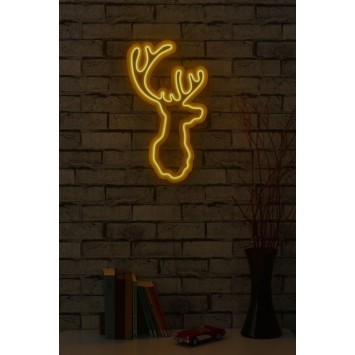 Iluminación LED decorativa de plástico Deer amarillo 21x34x2 cm