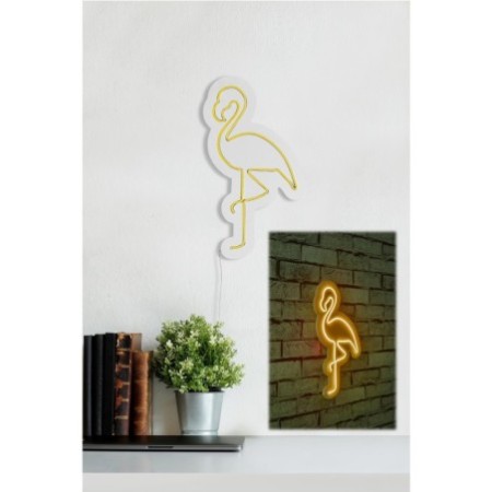 Iluminación LED decorativa de plástico Flamingo amarillo 42x23x2 cm