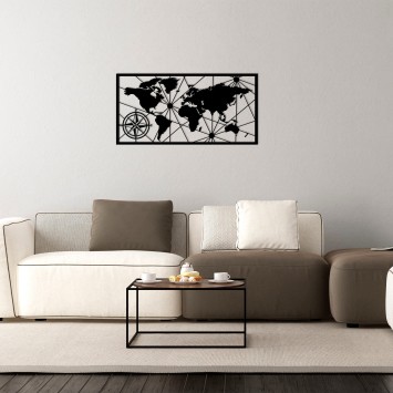 Decoración pared de metal World Map Small 2 negro 80x40 cm