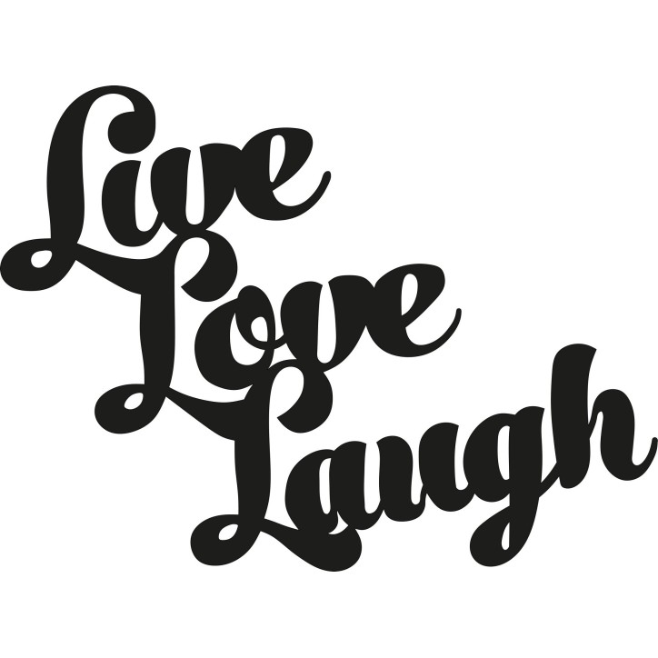 Decoración pared de metal Live Love Laugh negro 52x38 cm