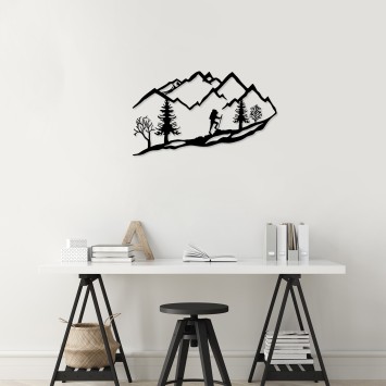 Decoración pared de metal Mountain Climbing negro 90x45 cm