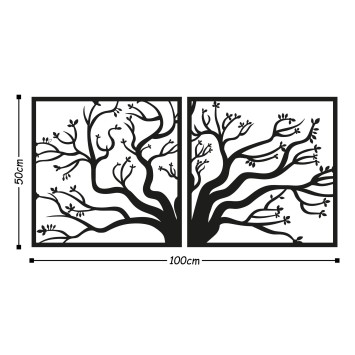 Decoración pared de metal Tree negro 100x50 cm