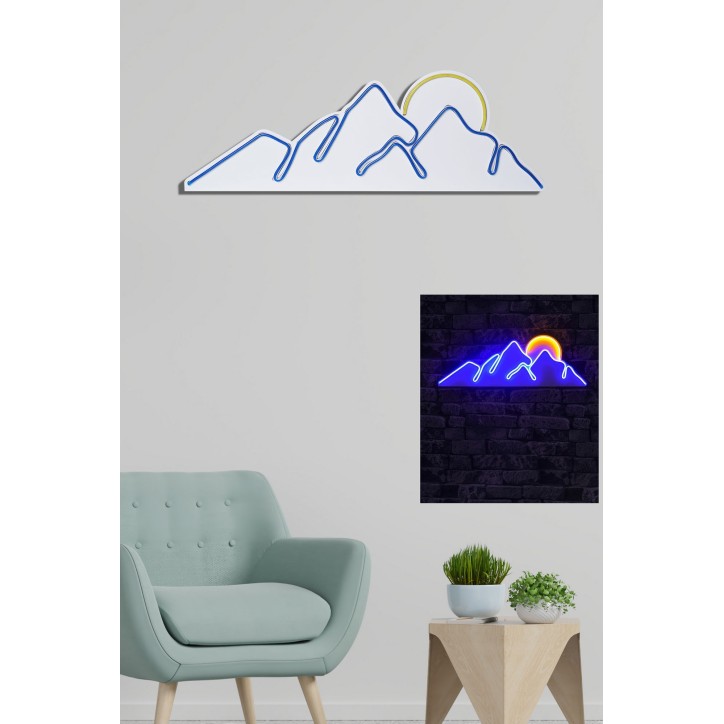 Iluminación LED decorativa de plástico Mountain azul amarillo 21x62x2 cm