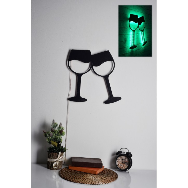 Iluminación LED decorativa Wine Glasses verde 37x40 cm