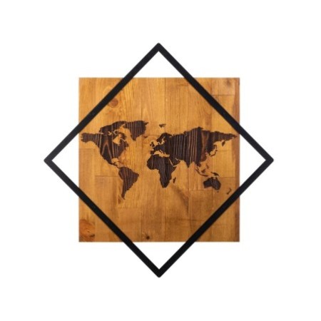 Decoración pared de madera World 2 nogal negro 54x54 cm