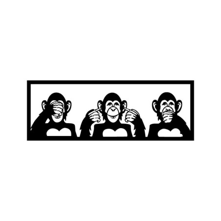 Decoración pared de metal Three Monkeys- S negro 50x18 cm