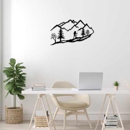 Decoración pared de metal Mountain Climbing negro 90x45 cm