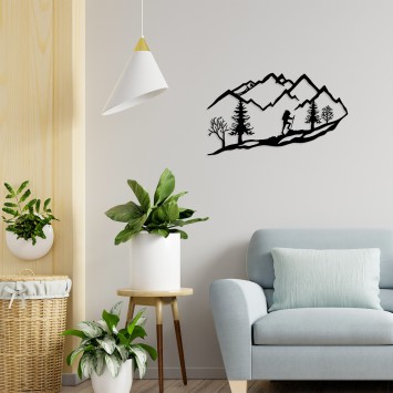 Decoración pared de metal Mountain Climbing negro 90x45 cm