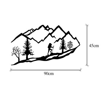 Decoración pared de metal Mountain Climbing negro 90x45 cm