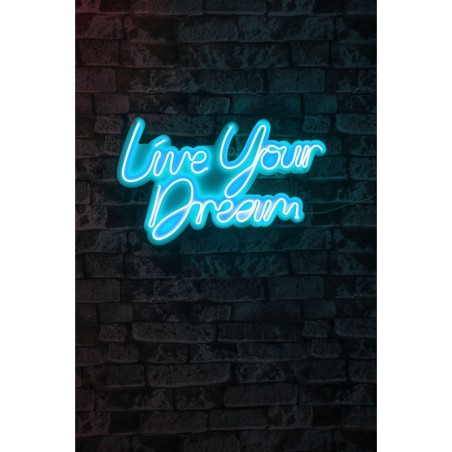 Iluminación LED decorativa de plástico Live Your Dream azul 30x53x2 cm