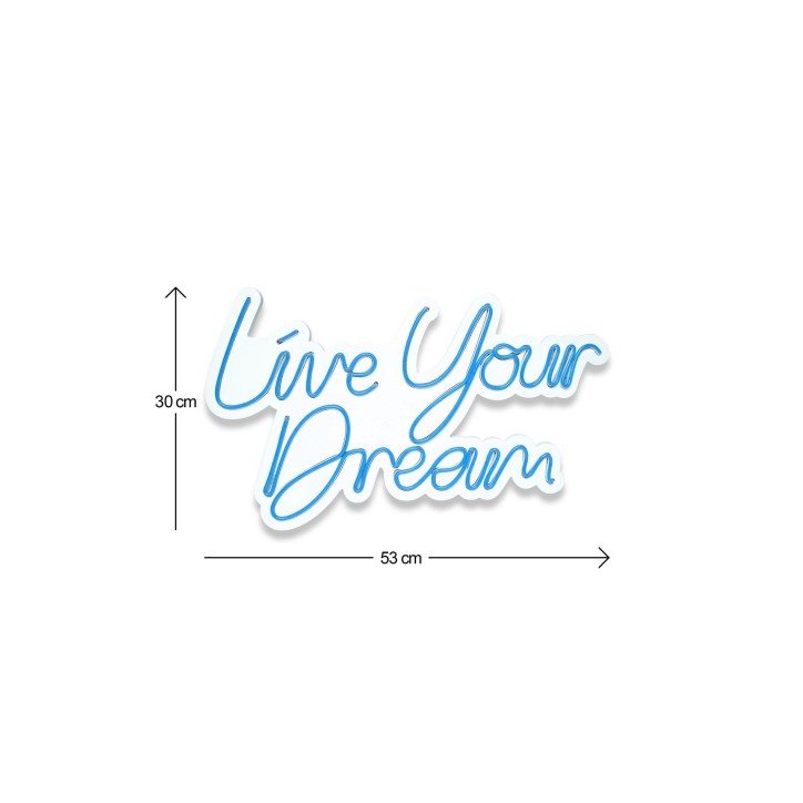 Iluminación LED decorativa de plástico Live Your Dream azul 30x53x2 cm