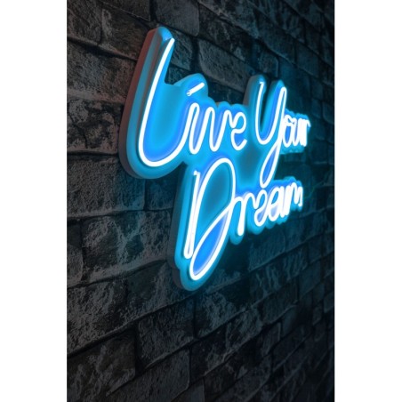 Iluminación LED decorativa de plástico Live Your Dream azul 30x53x2 cm