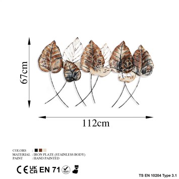 Decoración pared de metal Casting Leaf 2 multicolor 112x67 cm