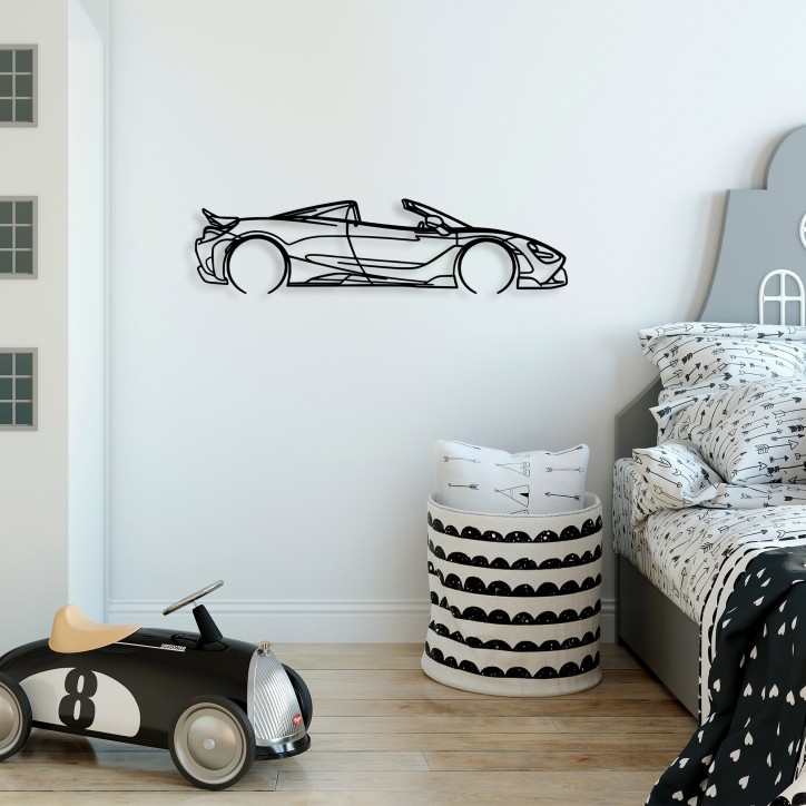 Decoración pared de metal McLaren 720S Silhouette negro 70x17 cm