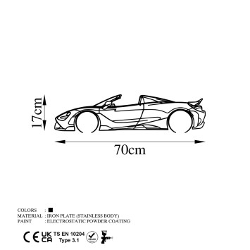 Decoración pared de metal McLaren 720S Silhouette negro 70x17 cm