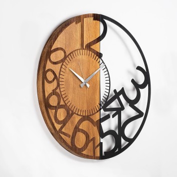 Reloj de pared madera Falling Numbers nogal negro 56x3x56 cm