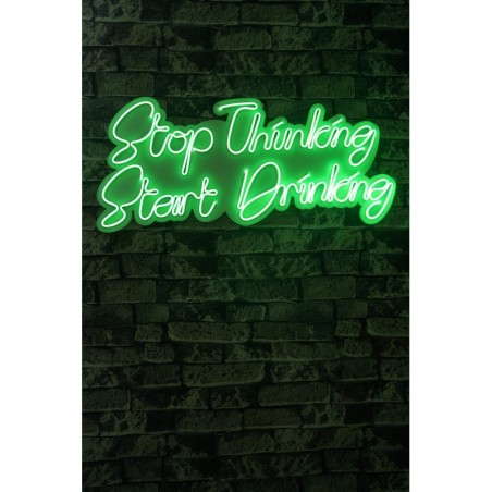 Iluminación LED decorativa de plástico Stop Thinking Start Drinking verde 34x78x2 cm