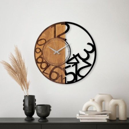 Reloj de pared madera Falling Numbers nogal negro 56x3x56 cm