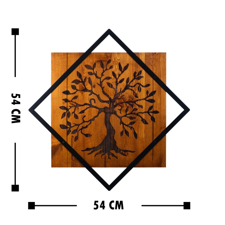 Decoración pared de madera Tree nogal negro 54x54 cm