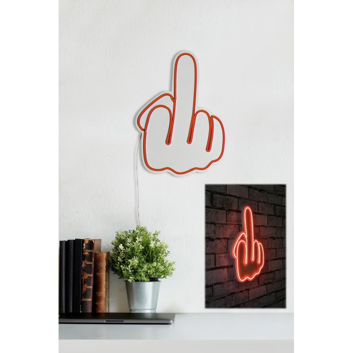 Iluminación LED decorativa de plástico Middle Finger rojo 27x37x2 cm