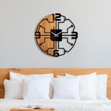 Reloj de pared madera Modelo -61 nogal negro diámetro 56 cm