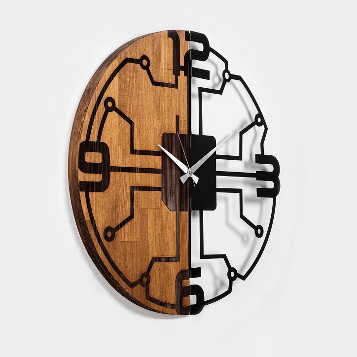 Reloj de pared madera Modelo-61 nogal negro diámetro 56 cm