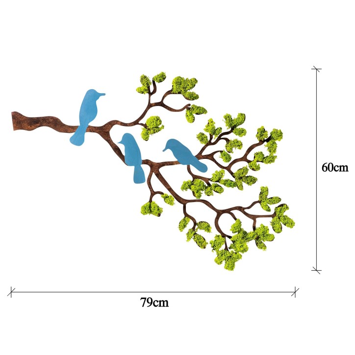 Decoración pared Tree 3 marrón azul verde 79x1x60 cm