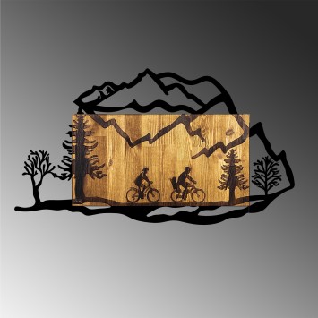 Decoración pared de madera Bicycle Riding in Nature 2 nogal negro 92x3x51 cm