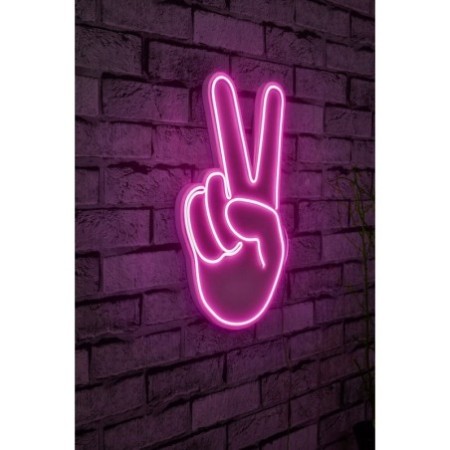 Iluminación LED decorativa de plástico Victory Sign rosa 29x44x2 cm