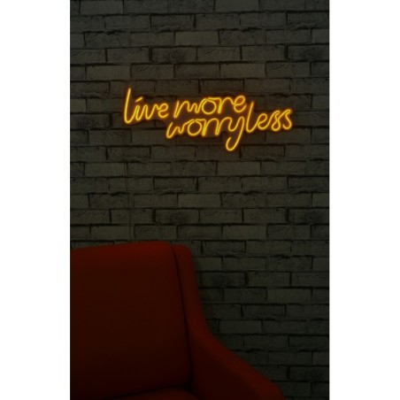 Iluminación LED decorativa de plástico Live More Worry Less amarillo 67x36x2 cm