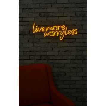 Iluminación LED decorativa de plástico Live More Worry Less amarillo 67x36x2 cm