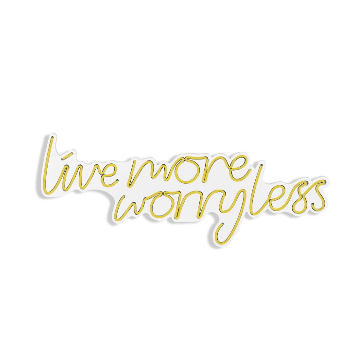 Iluminación LED decorativa de plástico Live More Worry Less amarillo 67x36x2 cm