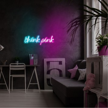 Iluminación LED decorativa de plástico Think Pink azul 57x19x2 cm