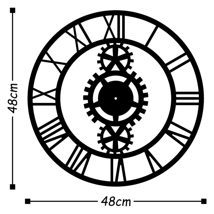 Reloj de pared metal Metal Wall Clock 3 negro 48x48 cm