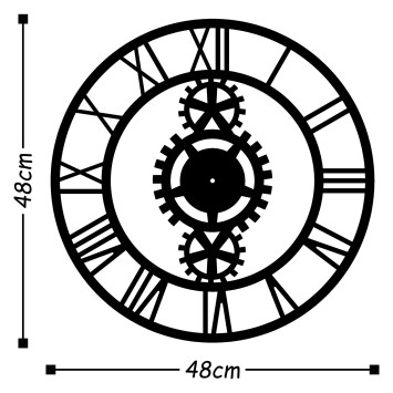 Reloj de pared metal Metal Wall Clock 3 negro 48x48 cm