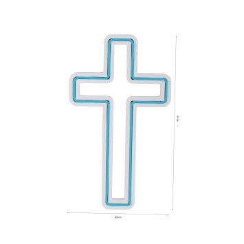 Iluminación LED decorativa de plástico Cross Sign azul 25x43x2 cm