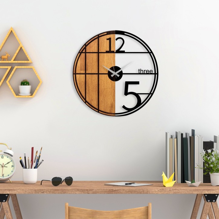 Reloj de pared madera Modelo-62 nogal negro diámetro 56 cm