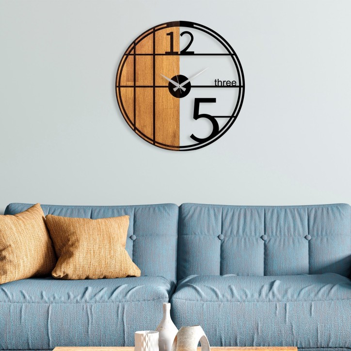 Reloj de pared madera Modelo-62 nogal negro diámetro 56 cm