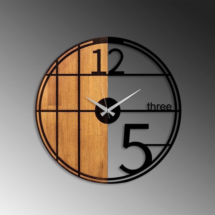 Reloj de pared madera Modelo-62 nogal negro diámetro 56 cm