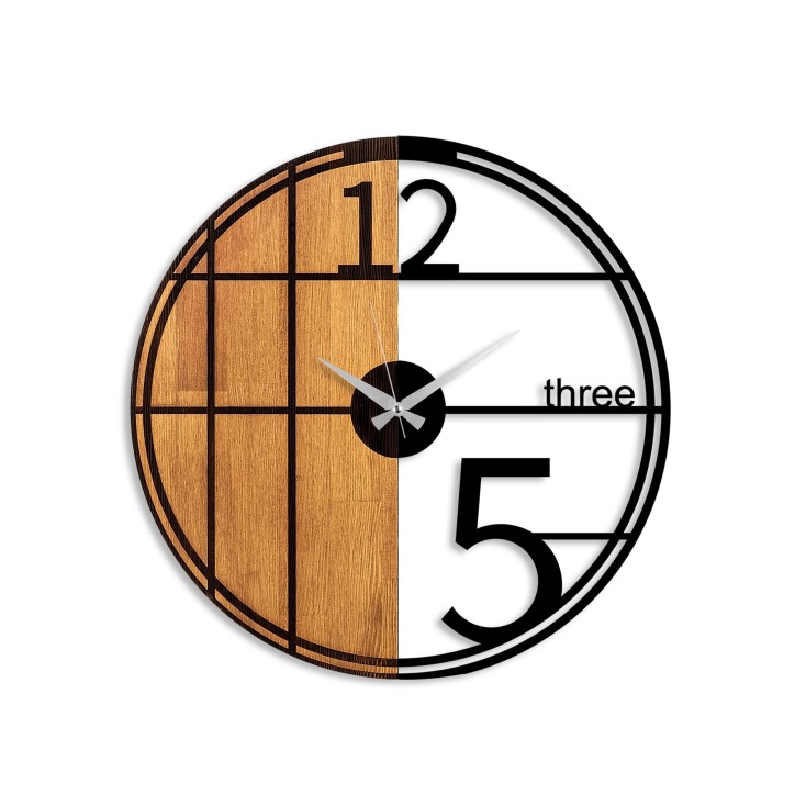 Reloj de pared madera Modelo-62 nogal negro diámetro 56 cm