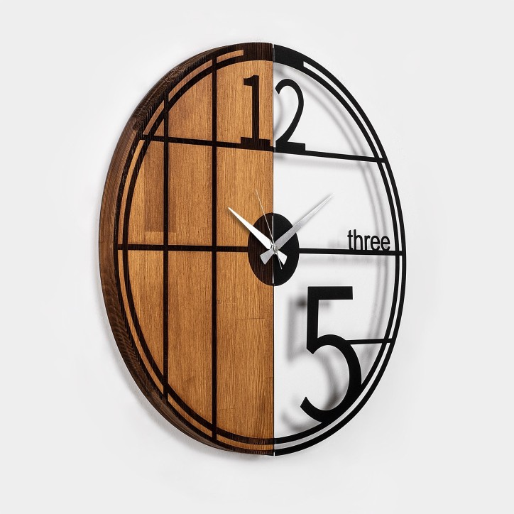 Reloj de pared madera Modelo-62 nogal negro diámetro 56 cm