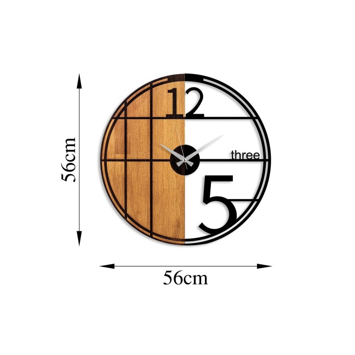 Reloj de pared madera Modelo-62 nogal negro diámetro 56 cm