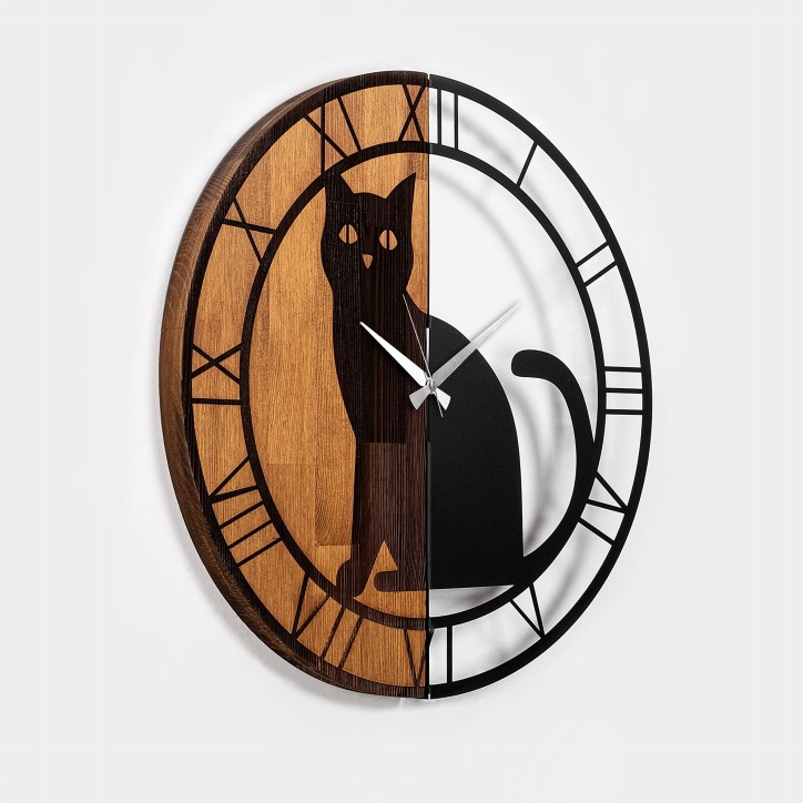 Reloj de pared madera Modelo-54 nogal negro diámetro 56 cm