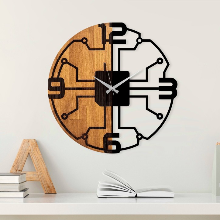 Reloj de pared madera Modelo-61 nogal negro diámetro 56 cm