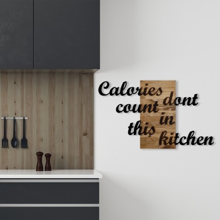 Decoración pared de madera Calories Dont Count in This Kitchen nogal negro 98x3x58 cm