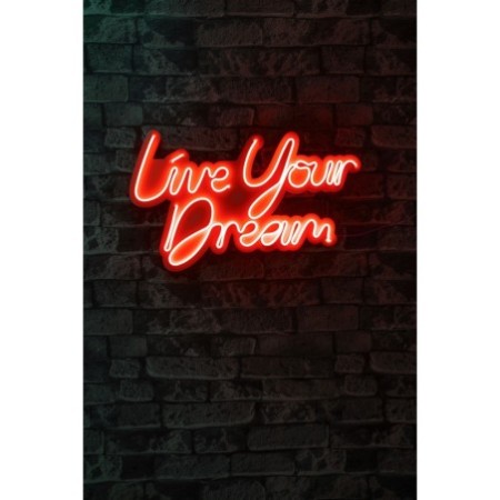 Iluminación LED decorativa de plástico Live Your Dream rojo 30x53x2 cm