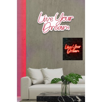 Iluminación LED decorativa de plástico Live Your Dream rojo 30x53x2 cm