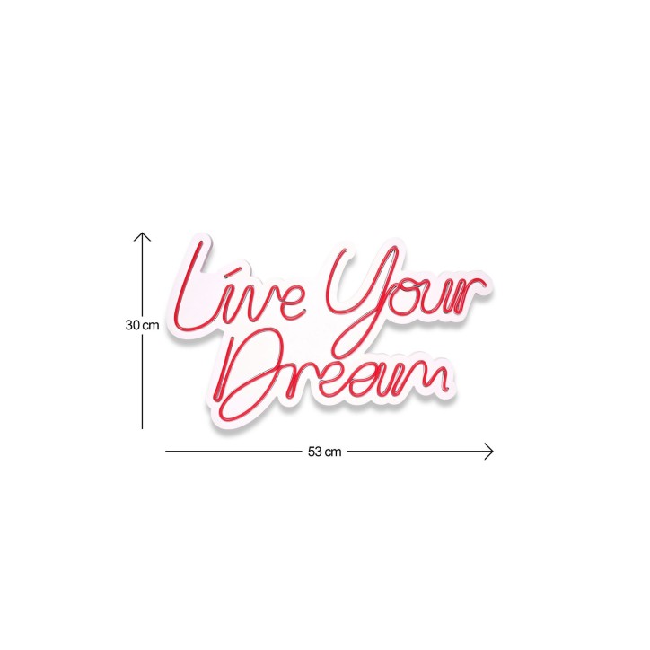 Iluminación LED decorativa de plástico Live Your Dream rojo 30x53x2 cm